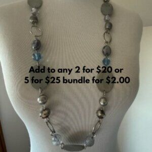 Ann Taylor Silver and Blue Statement Necklace